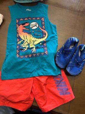 Nike swim trunks oshkosh tanktop and water shoes